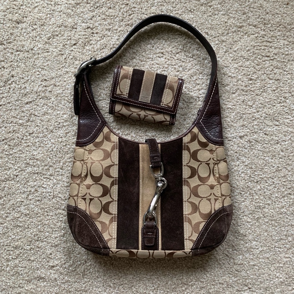 Coach shoulder bag with matching wallet